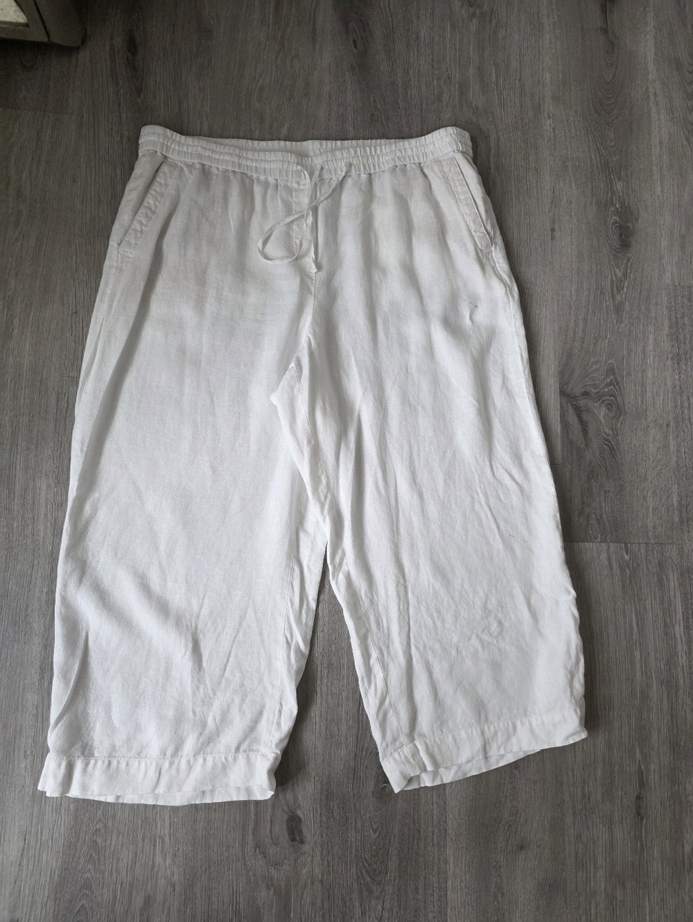 Talbots white linen wide-leg cropped pants  Nantucket Sz 18